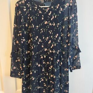 Club Monaco Floral Midi Dress - Black and Pink
